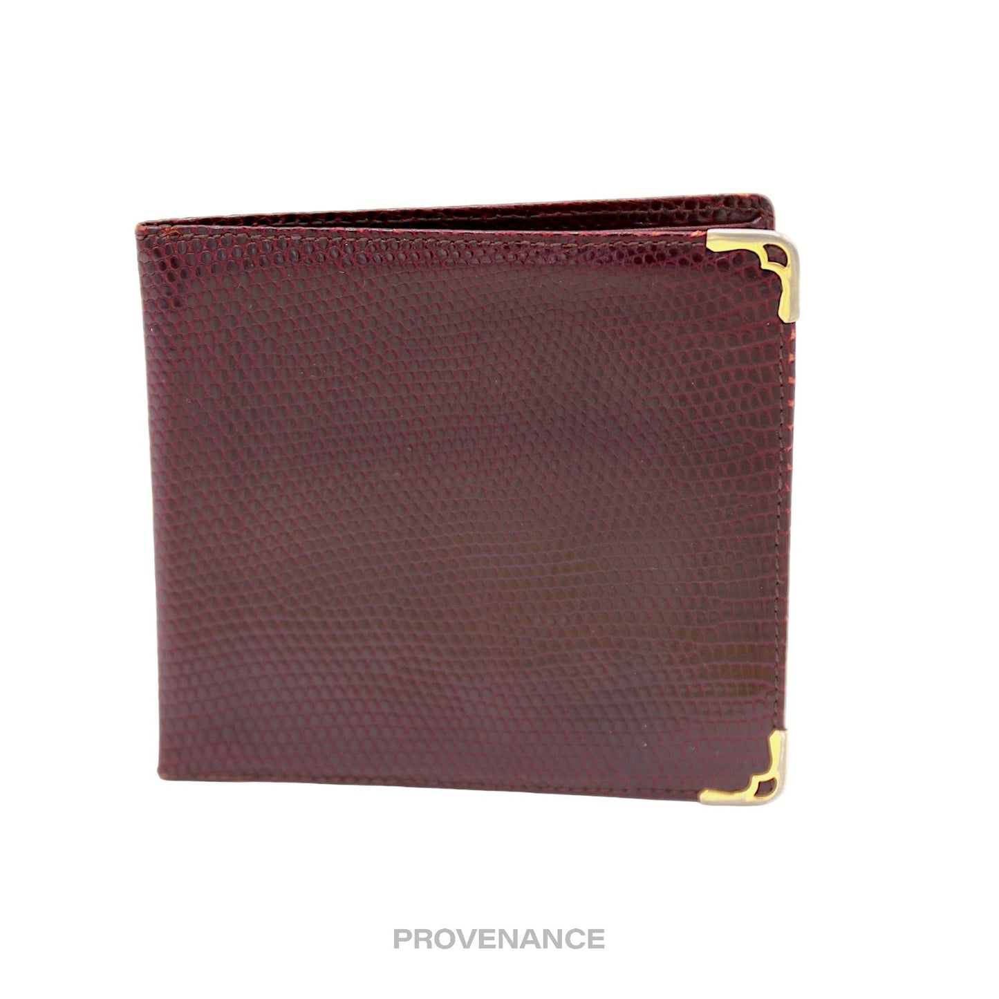 🔴 Cartier Wave Bifold Wallet - Burgundy Lizard Leather