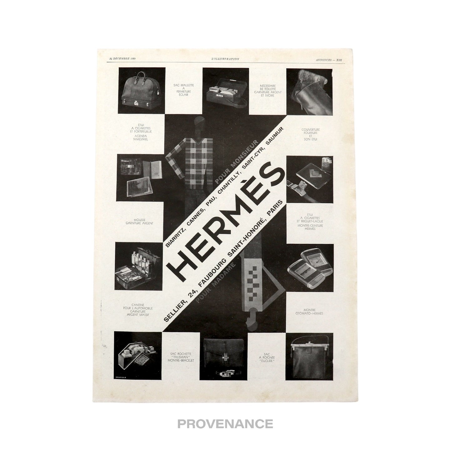 🔴 Hermes Antique Vintage Newsprint Ad - Ready to Wear