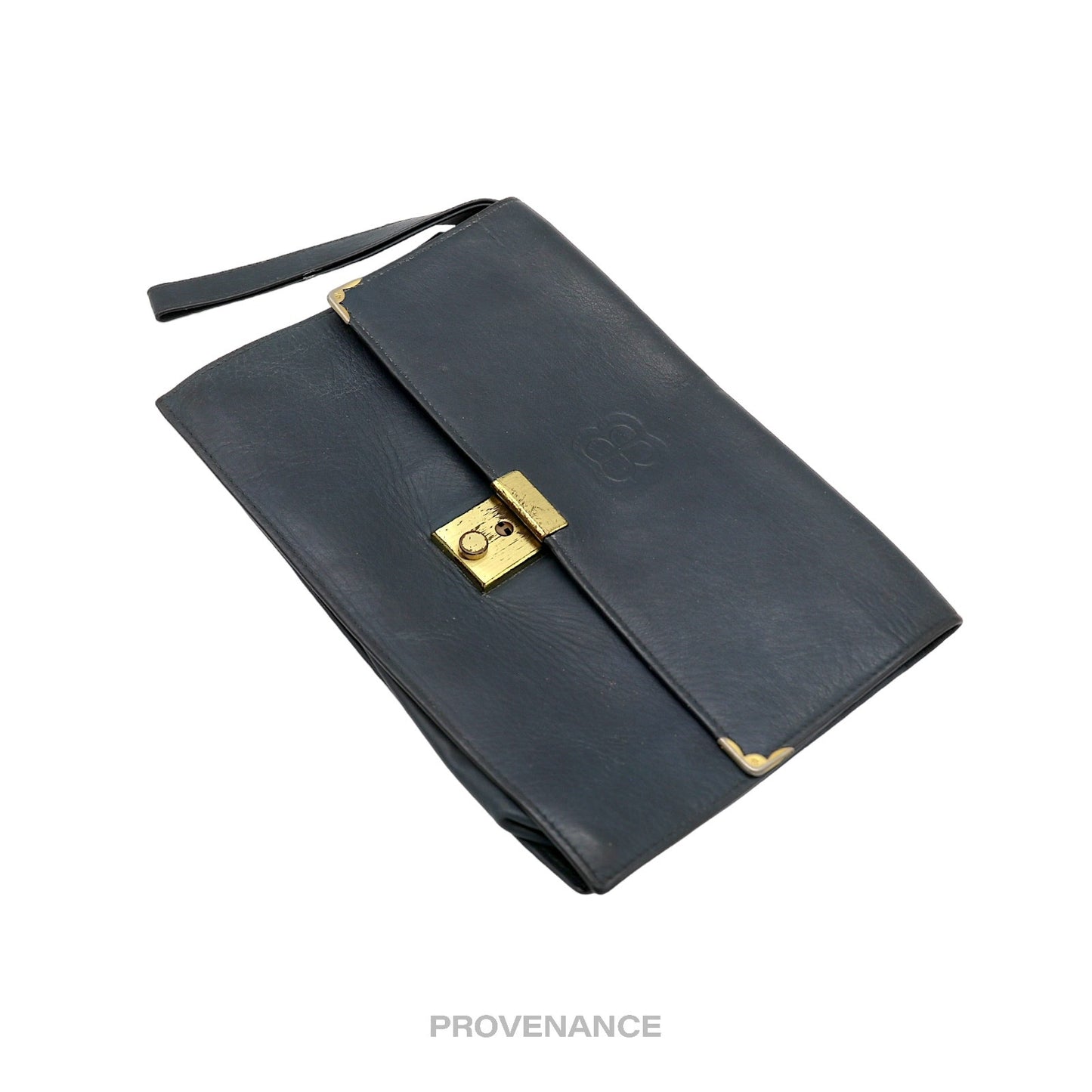 🔴 Balenciaga BB Logo Clutch Bag - Navy Leather