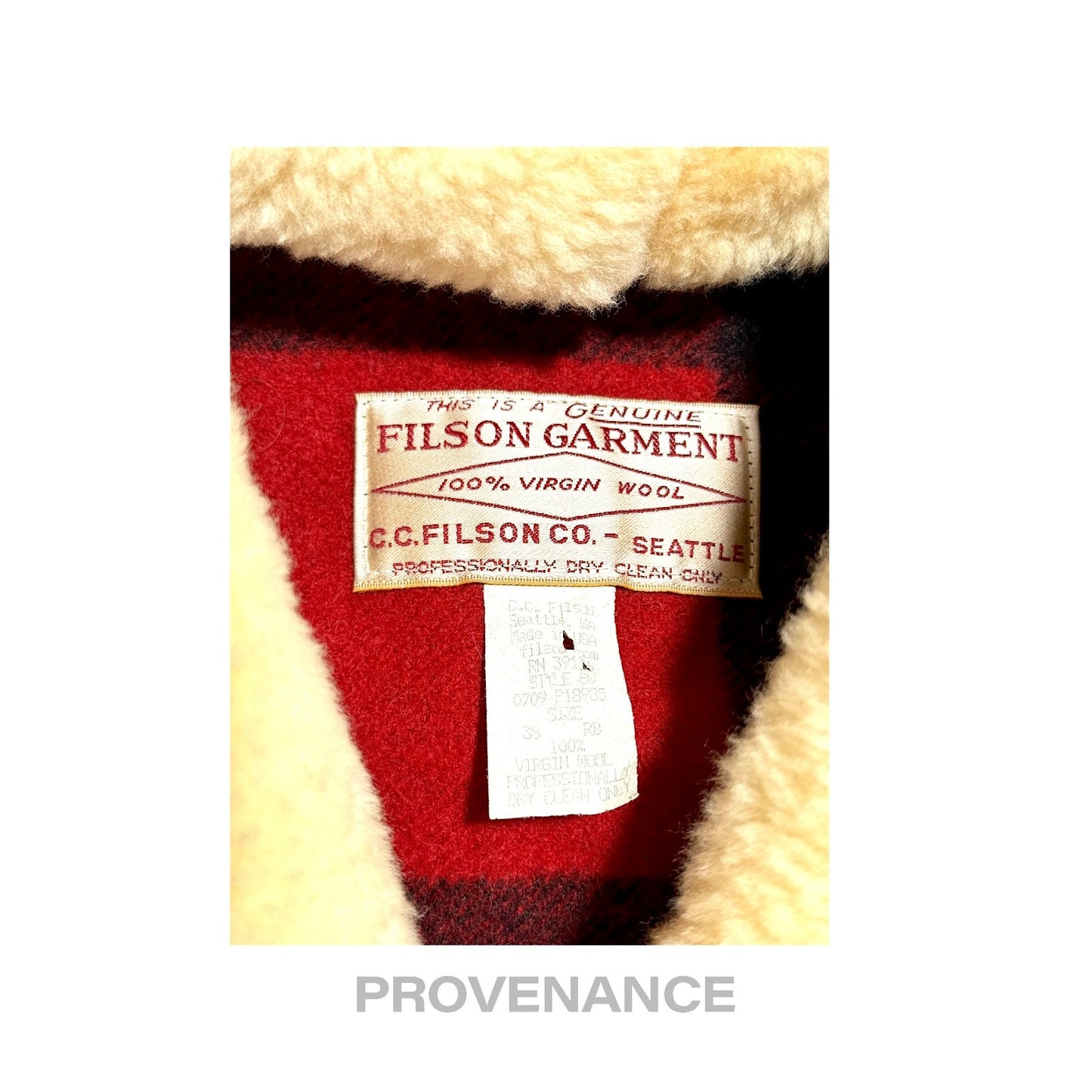 🔴 Filson Mackinaw Wool Packer Coat Red Black Plaid 38 S