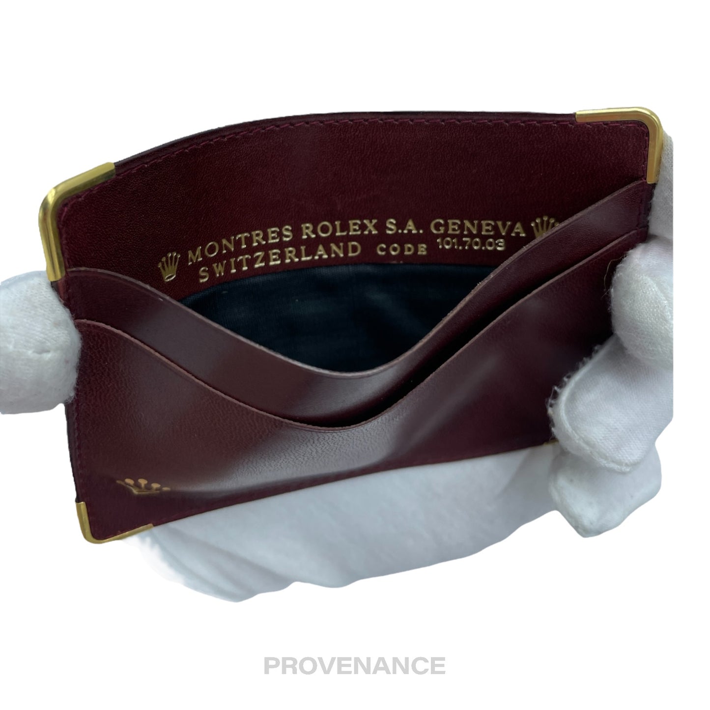 🔴 Rolex Card Holder Wallet - Burgundy Calfskin Leather.