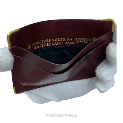 🔴 Rolex Card Holder Wallet - Burgundy Calfskin Leather.