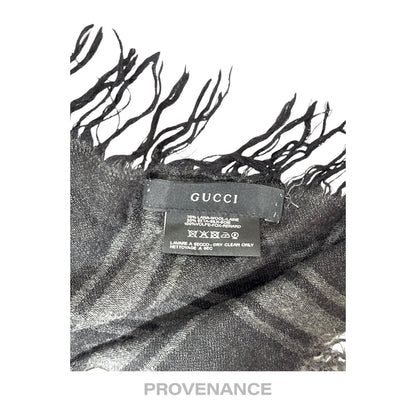 🔴 Gucci Survie Fox Shawl Scarf - GG Black Charcoal