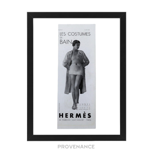 🔴 Hermes Antique Vintage Newsprint Ad - COSTUMES DE BAIN