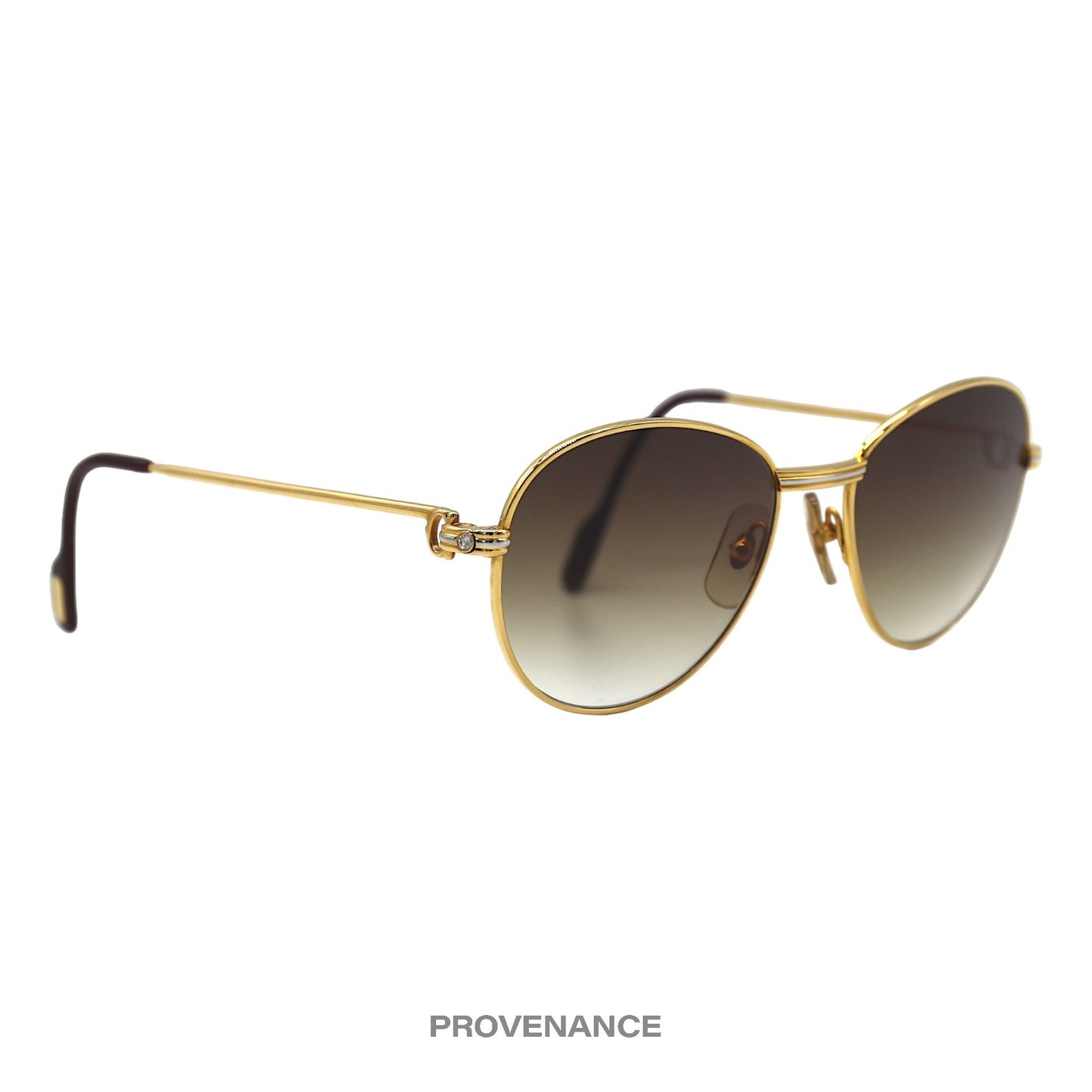 🔴 Cartier Brillant Diamond Vintage Sunglasses - Gold Brown