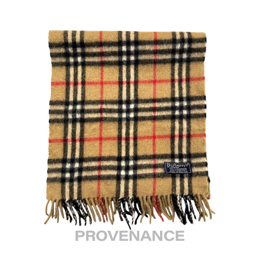 🔴 Vintage Burberrys Scarf Nova Check 100% Cashmere Camel