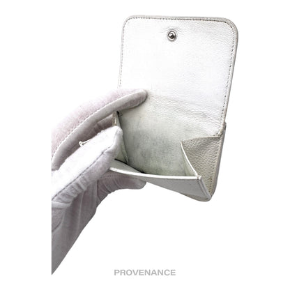 🔴 Balenciaga Logo Trifold Wallet - White Leather Pink
