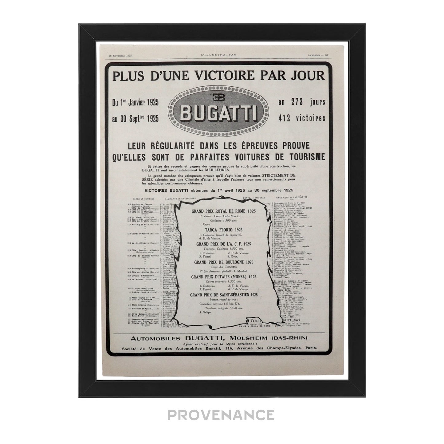 🔴 Bugatti Antique Vintage Newsprint Ad - Another Victory