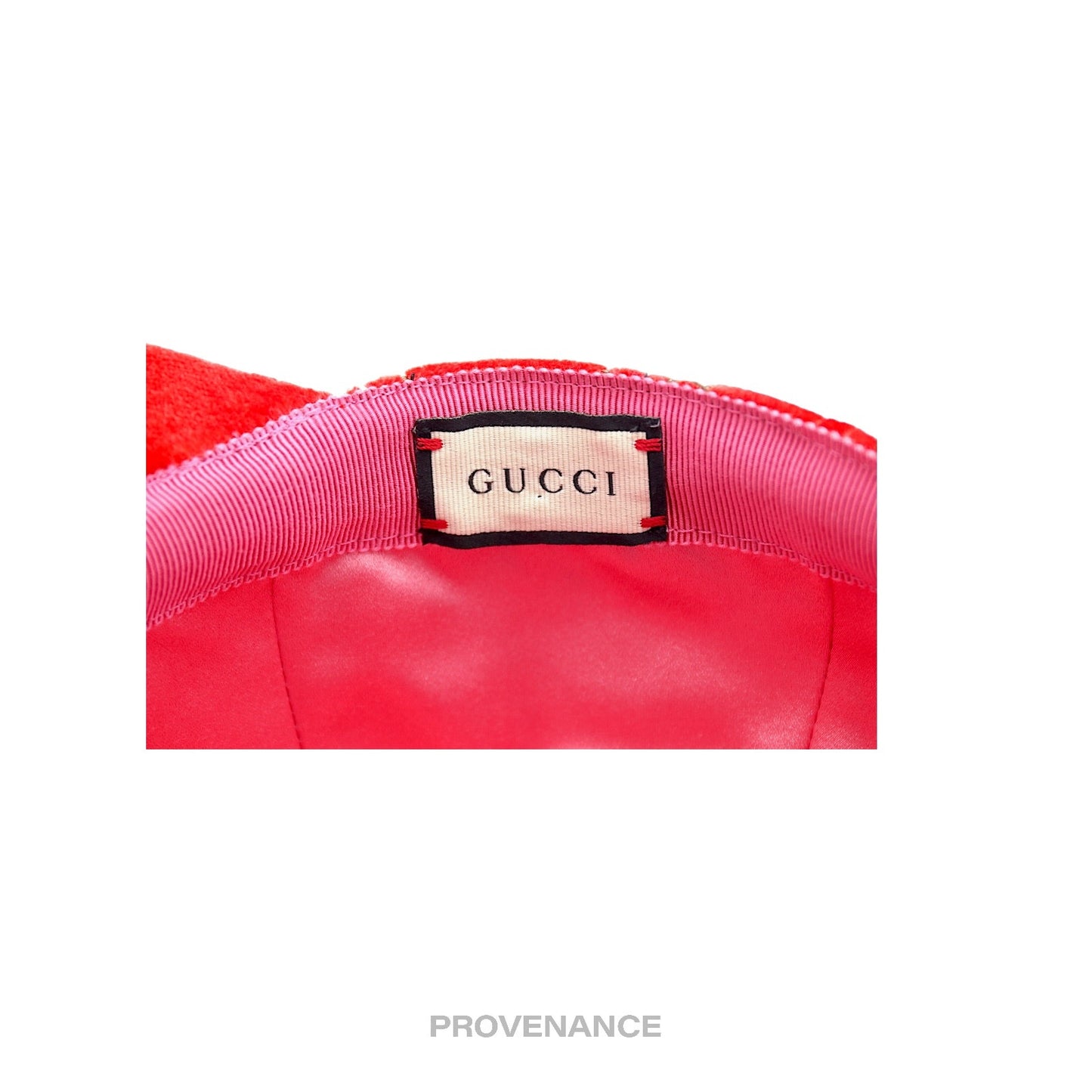 🔴 Gucci GG Monogram Canvas Velour Cap - Orange