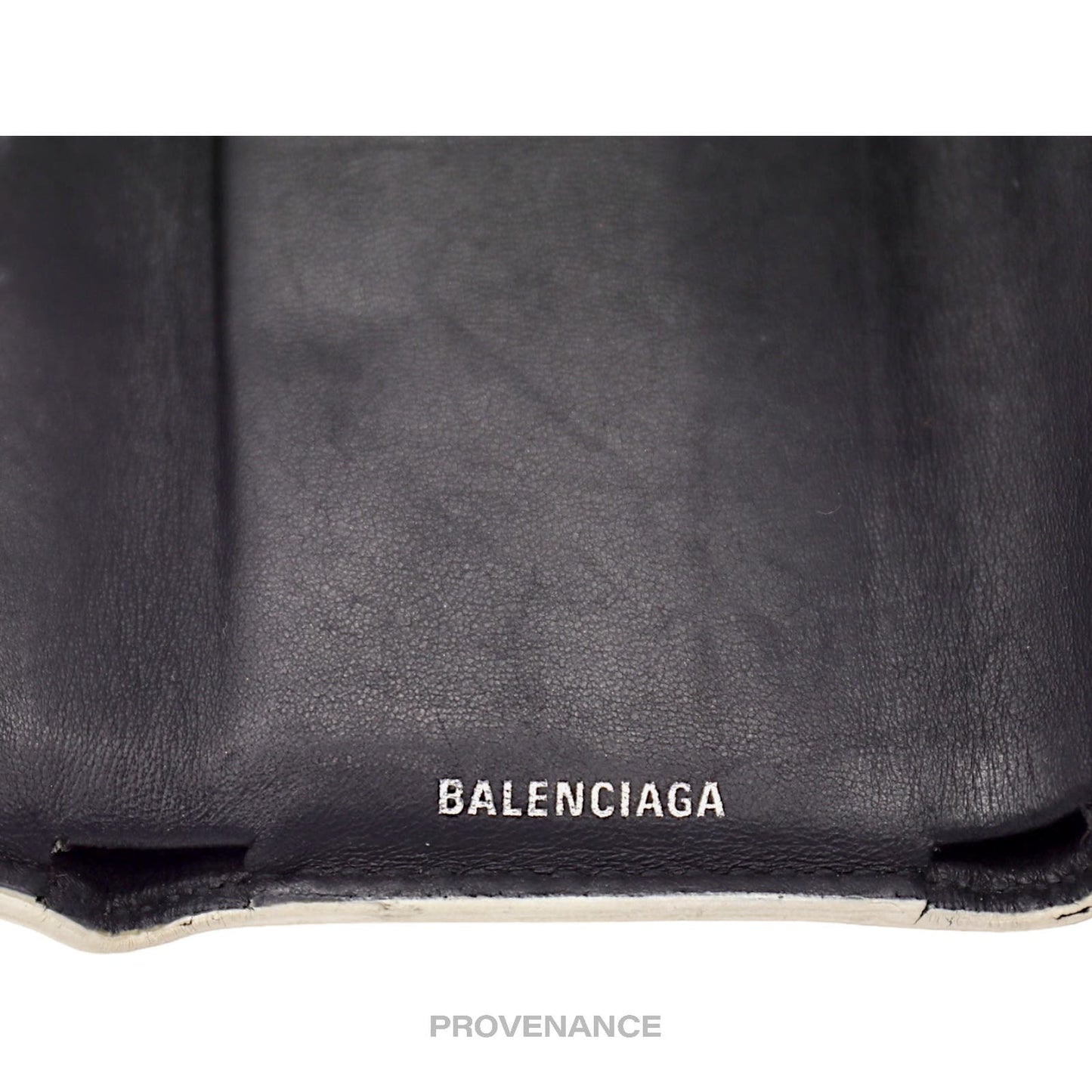 🔴 Balenciaga Logo Trifold Wallet - White Leather