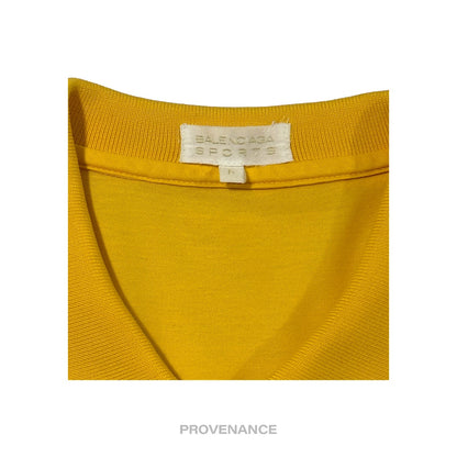 🔴 Balenciaga Sports Pique Polo Shirt - Yellow Embroidered