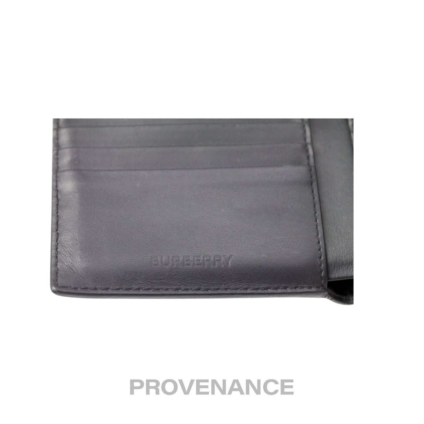 🔴 Burberry Address Logo Bifold Wallet - Black Leather
