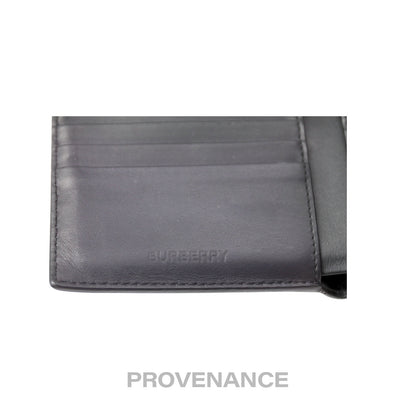 🔴 Burberry Address Logo Bifold Wallet - Black Leather