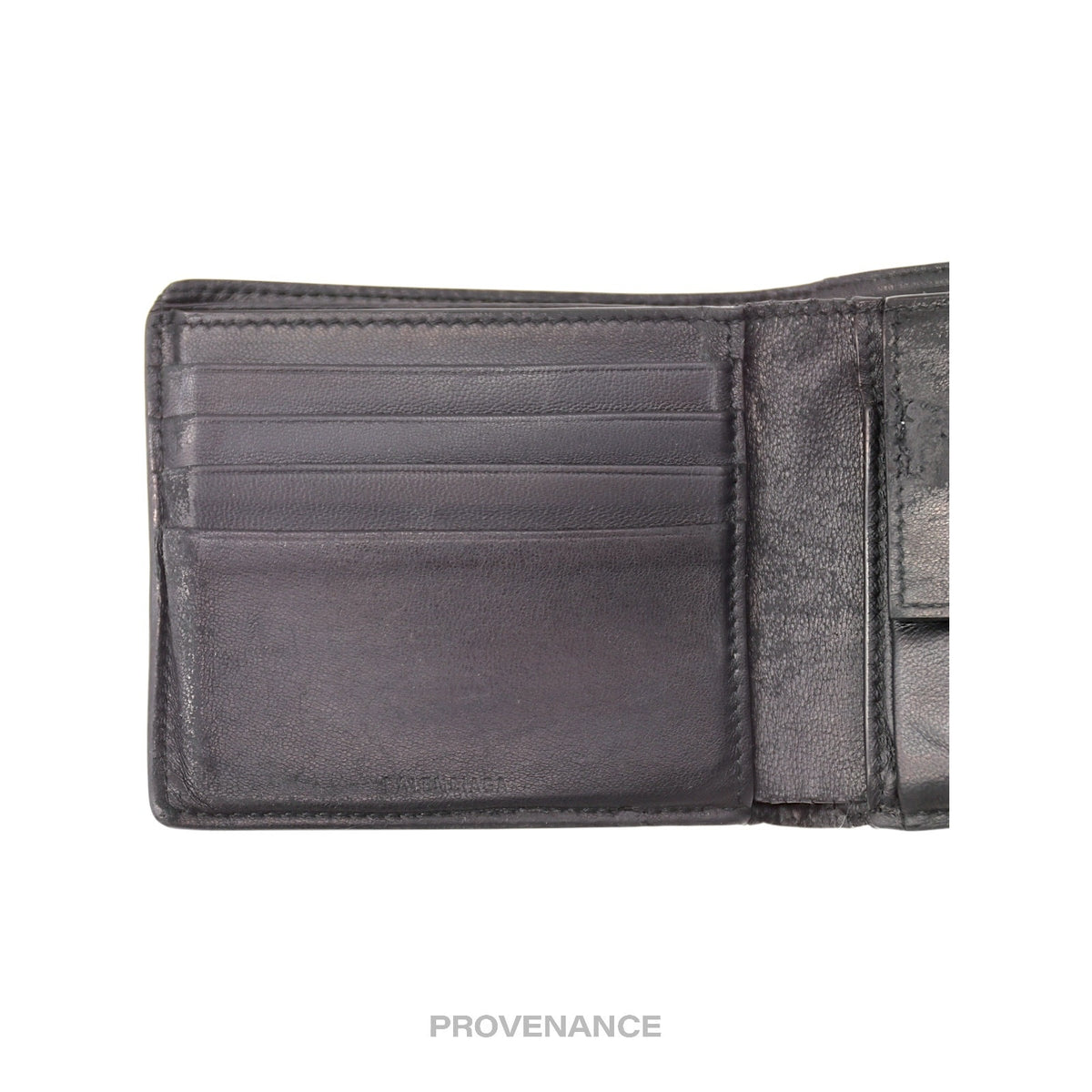 🔴 Balenciaga Logo Bifold Wallet - Black Leather