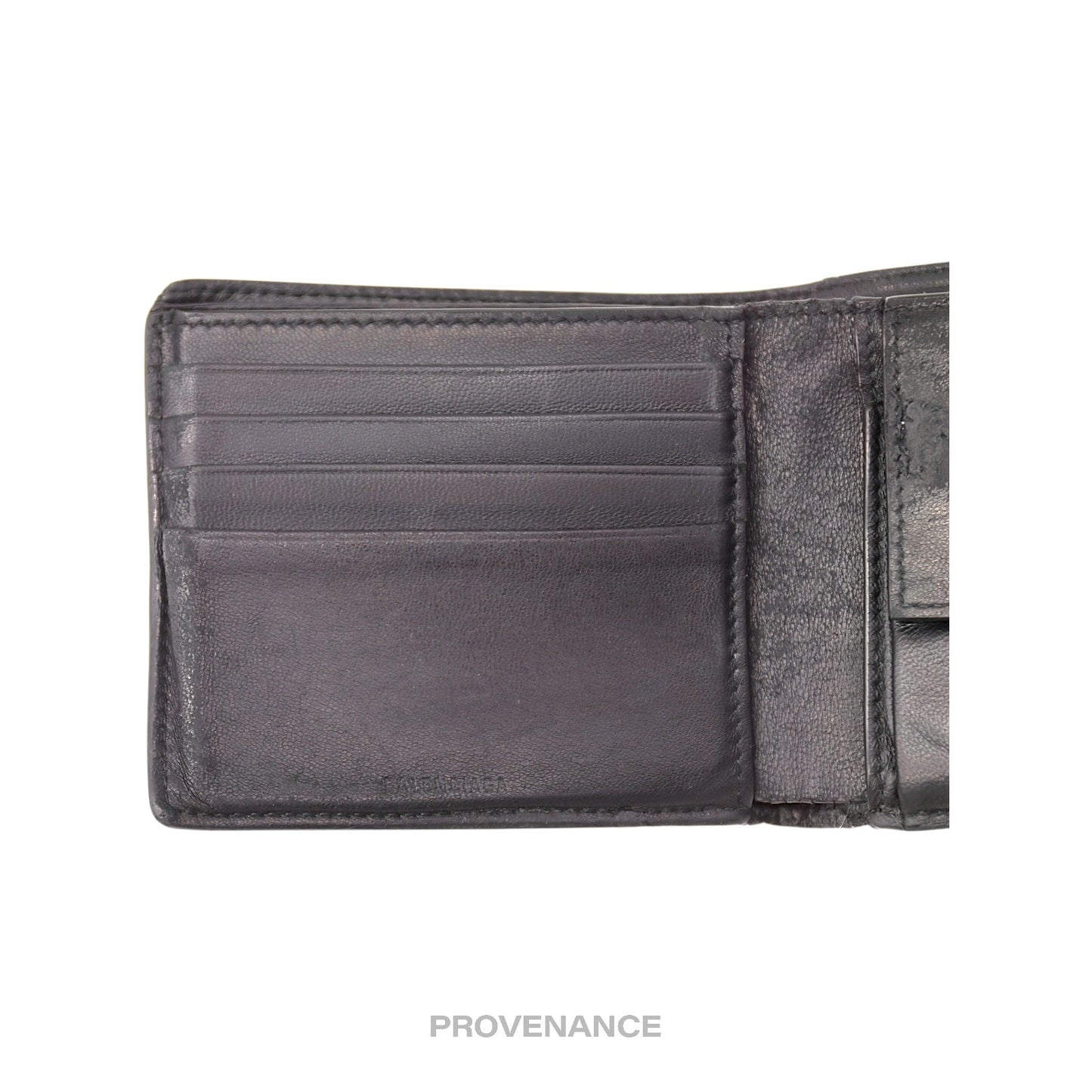 🔴 Balenciaga Logo Bifold Wallet - Black Leather