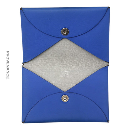 🔴 Hermès Sailor Tattoo Calvi Card Wallet - Blue/Grey