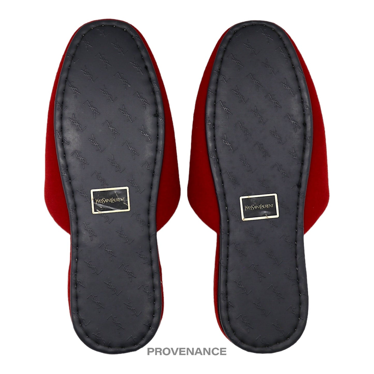 🔴 Yves Saint Laurent YSL Logo Slipper - Red Velour