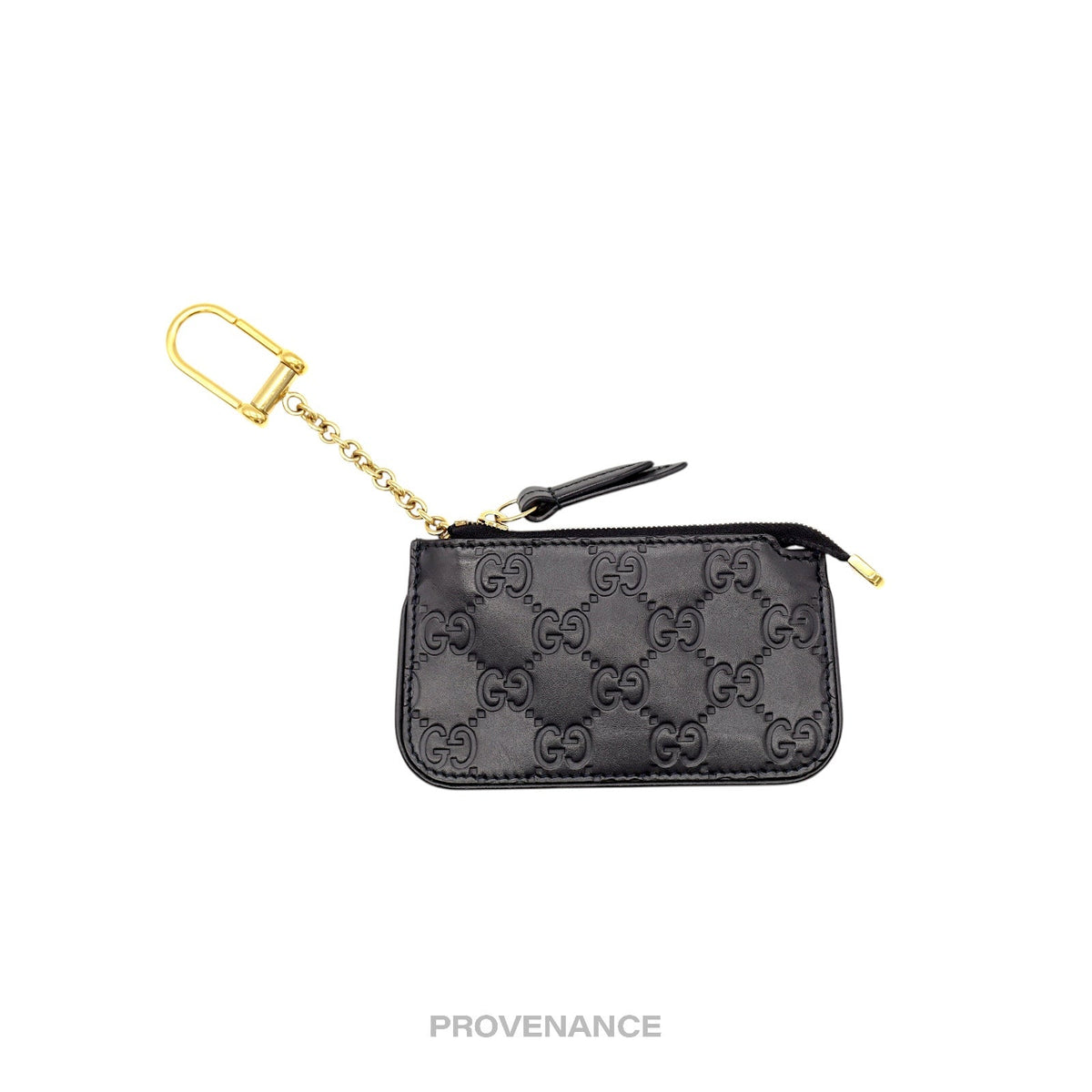 🔴 Gucci Key Pouch Cles - Black GG Guccissima Leather