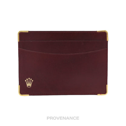 🔴 Rolex Card Holder Wallet - Burgundy Calfskin Leather.