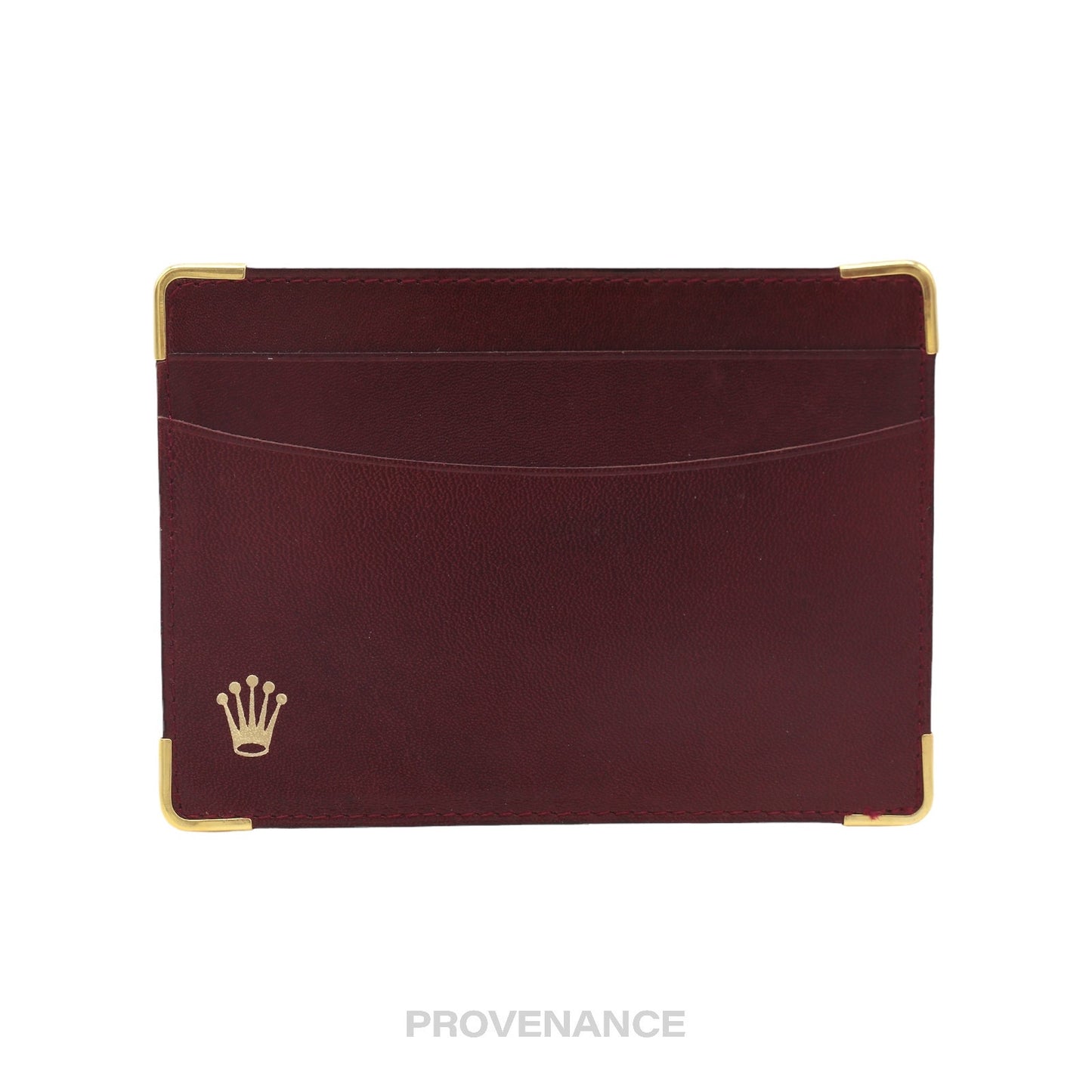 🔴 Rolex Card Holder Wallet - Burgundy Calfskin Leather.