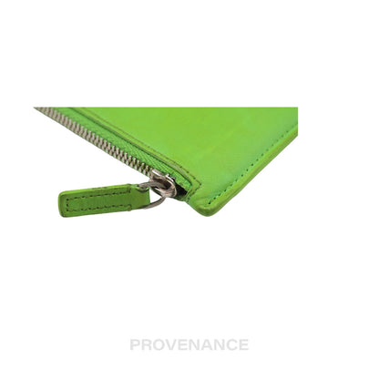 🔴 Balenciaga Logo Fragment Zip Card Wallet - Green Leather