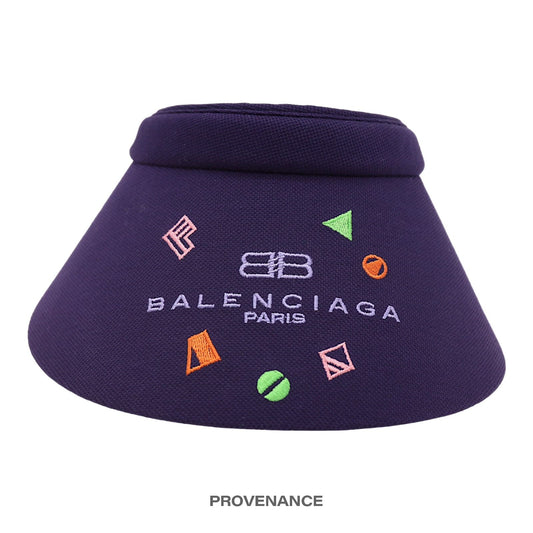 🔴 Balenciaga BB Logo Embroidered Visor - Navy Geometric