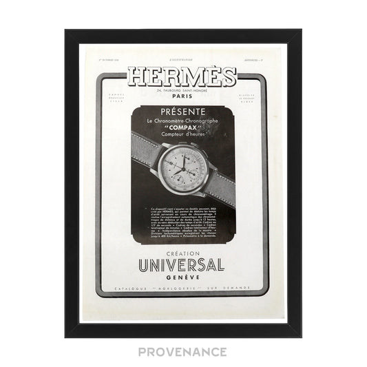 🔴 Hermes Antique Vintage Newsprint Ad - Universal Watch