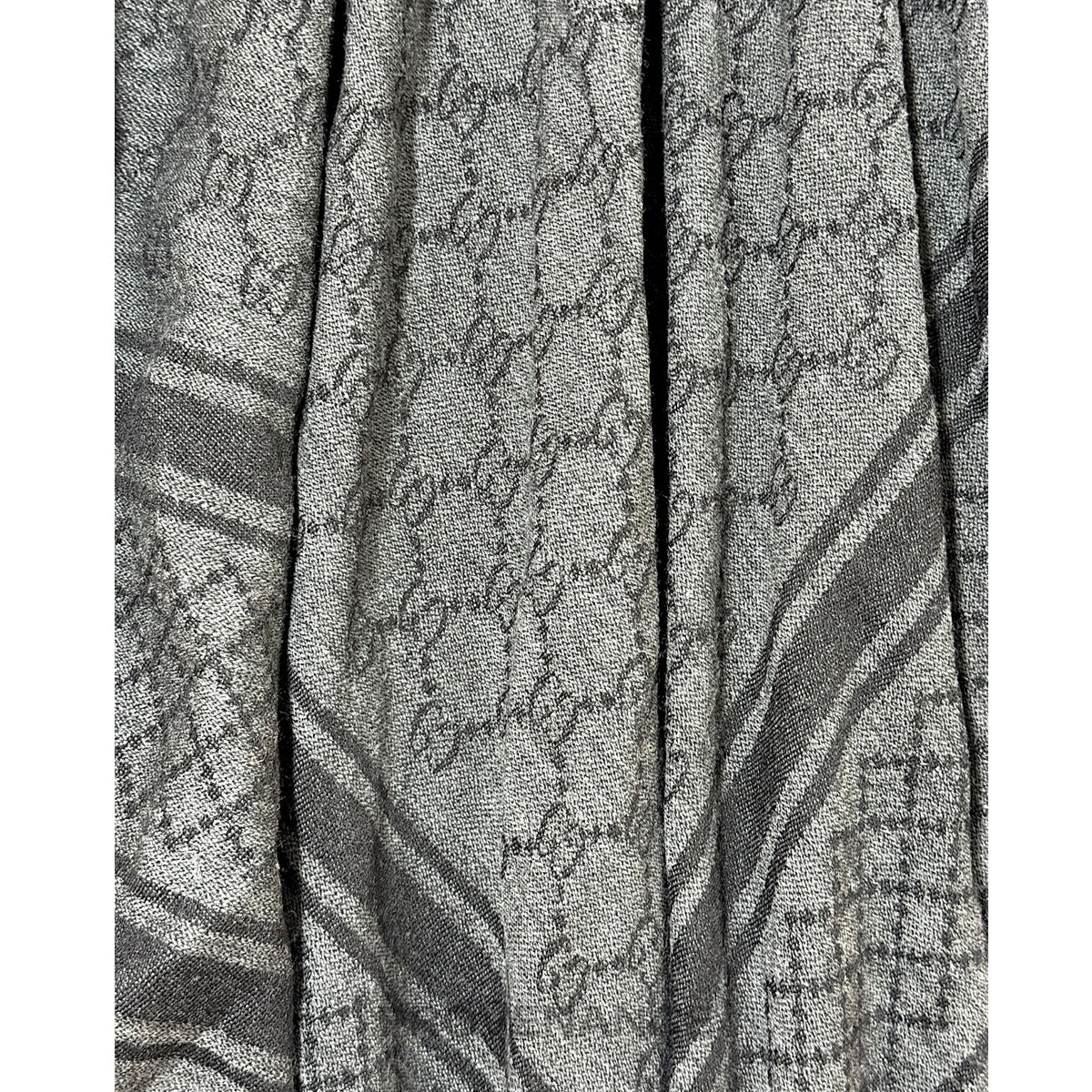🔴 Gucci Survie Fox Shawl Scarf - GG Black Charcoal