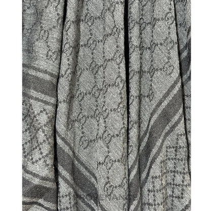 🔴 Gucci Survie Fox Shawl Scarf - GG Black Charcoal
