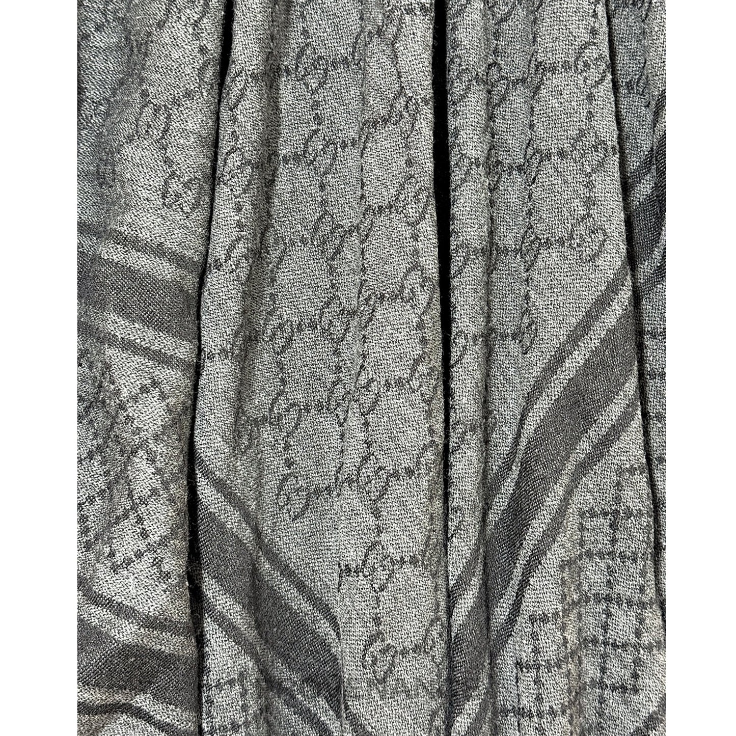 🔴 Gucci Survie Fox Shawl Scarf - GG Black Charcoal