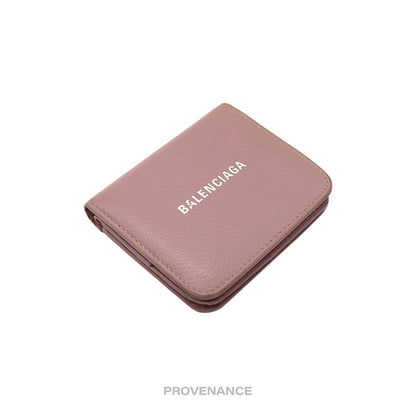 🔴 Balenciaga Logo Snap Wallet - Powder Pink Leather