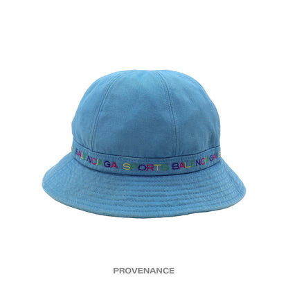 🔴 Balenciaga Sports Bucket Hat - Blue Rainbow Multicolor L