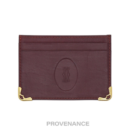 🔴 Cartier Card Holder Wallet - Burgundy Red Leather