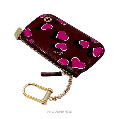 🔴 Gucci GG Heart Logo Key Pouch Cles - Red/Pink