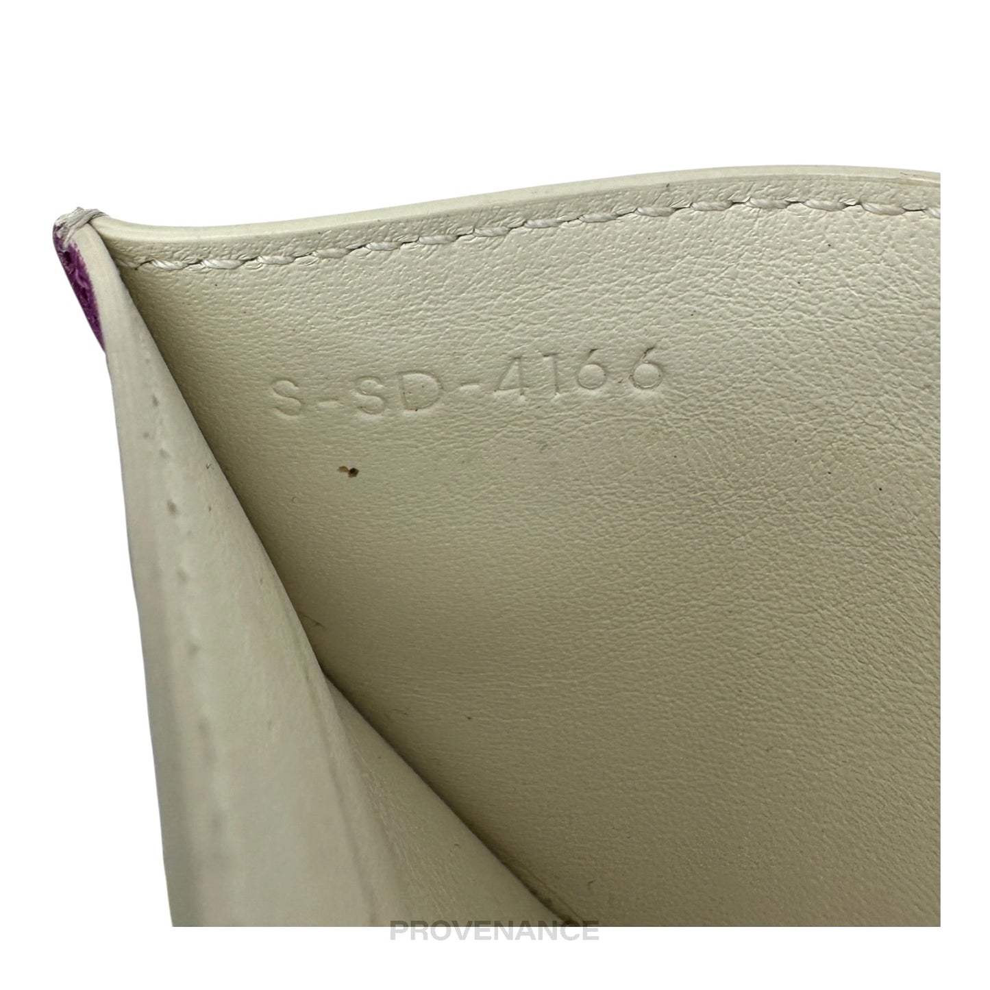 🔴 Celine Logo Card Holder Wallet - Two-Tone Cream Fuchsia