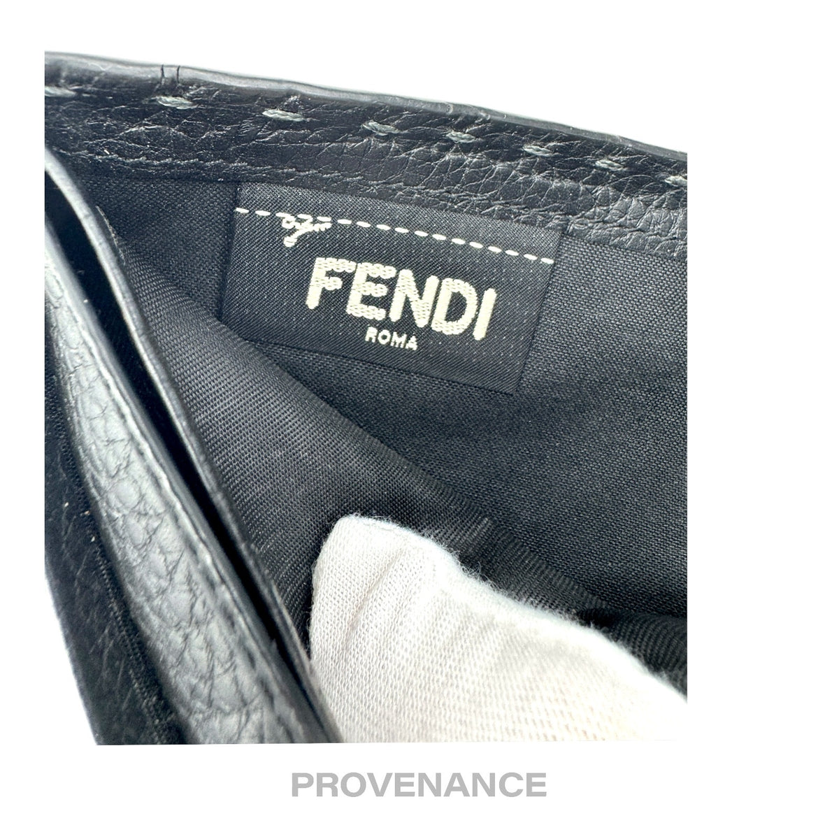 🔴 Fendi Selleria Bifold Wallet - Grey Roman Leather