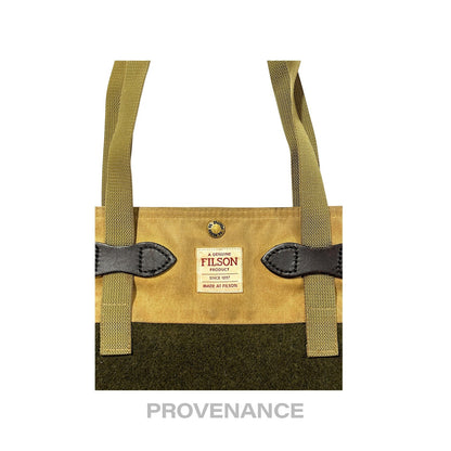🔴 Filson Tin Cloth & Mackinaw Wool Tote Bag Tan Olive