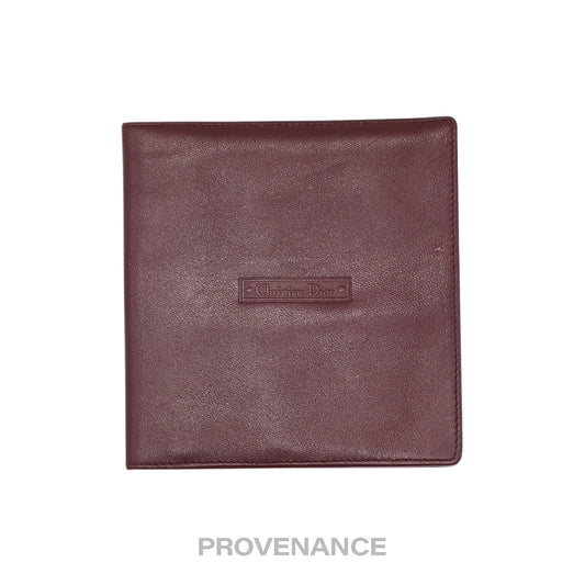 🔴 Christian Dior Bifold Wallet - Burgundy Calfskin Leather