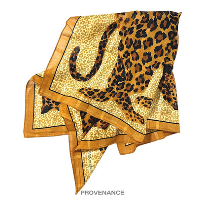 🔴 Yves Saint Laurent YSL Cheetah Scarf - Gold Black 53