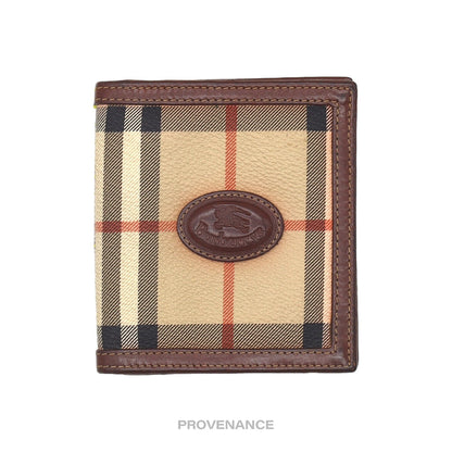 🔴 Burberry ID Bifold Wallet - Nova Haymarket Check Brown