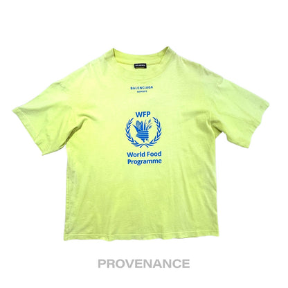 🔴 Balenciaga WFP Logo T-Shirt - Neon Yellow Blue XS