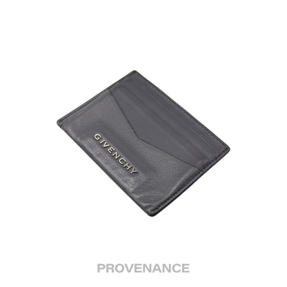 🔴 Givenchy Logo Card Holder Wallet - Grey Leather
