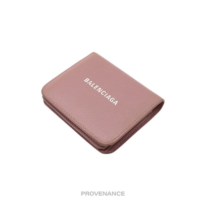 🔴 Balenciaga Logo Snap Wallet - Powder Pink Leather