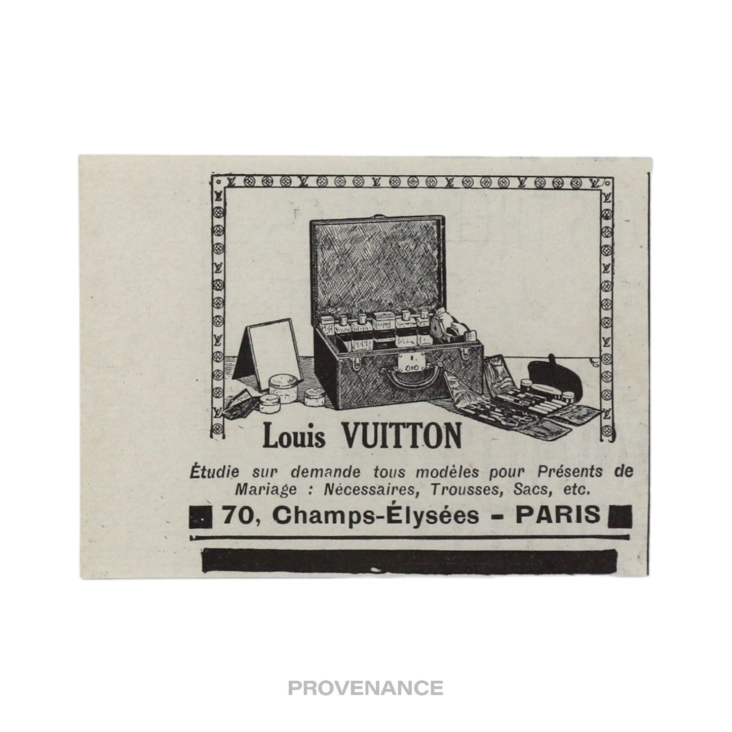 🔴 Louis Vuitton Antique Vintage Newsprint Ad - Wedding Gifts