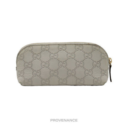 🔴 Gucci Zip Cosmetic Pouch - Ivory GG Guccissima Leather