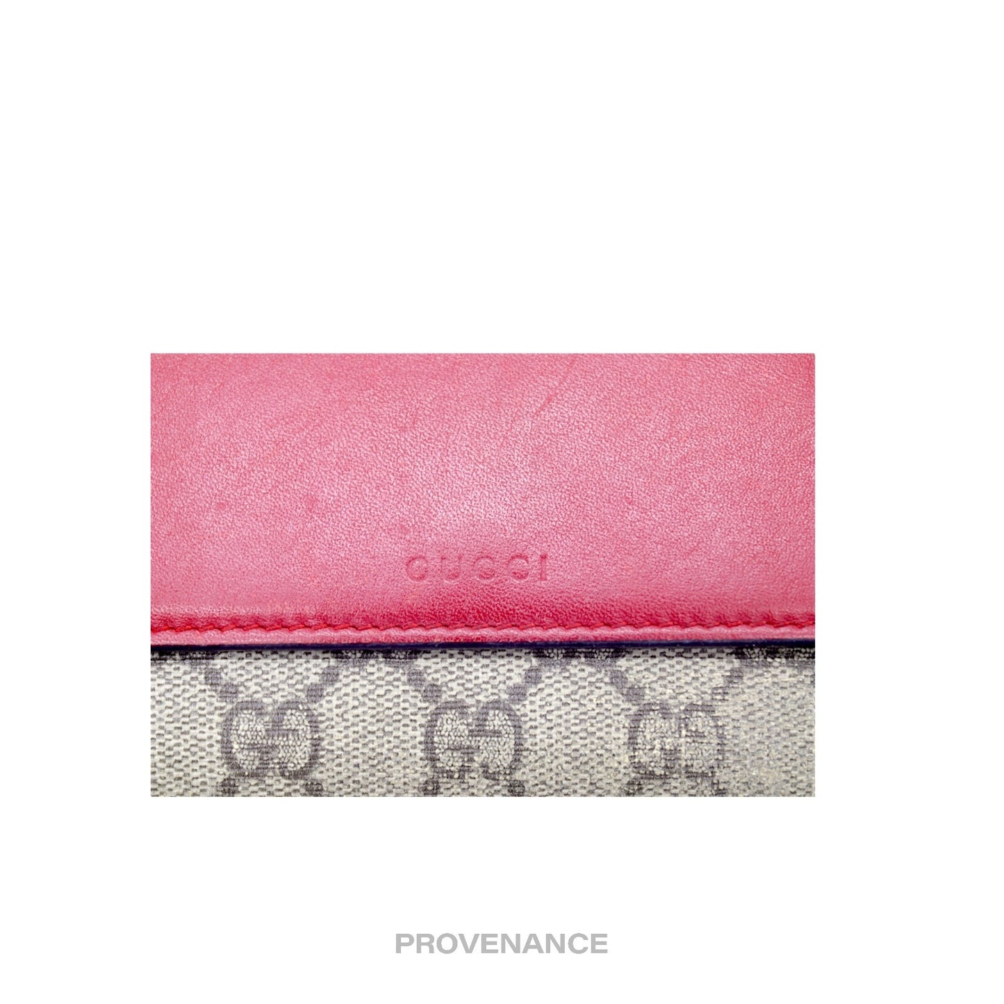 🔴 Gucci Snap Long Wallet - GG Supreme Red Pink