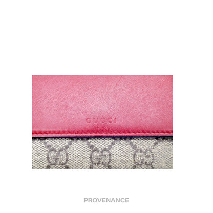 🔴 Gucci Snap Long Wallet - GG Supreme Red Pink