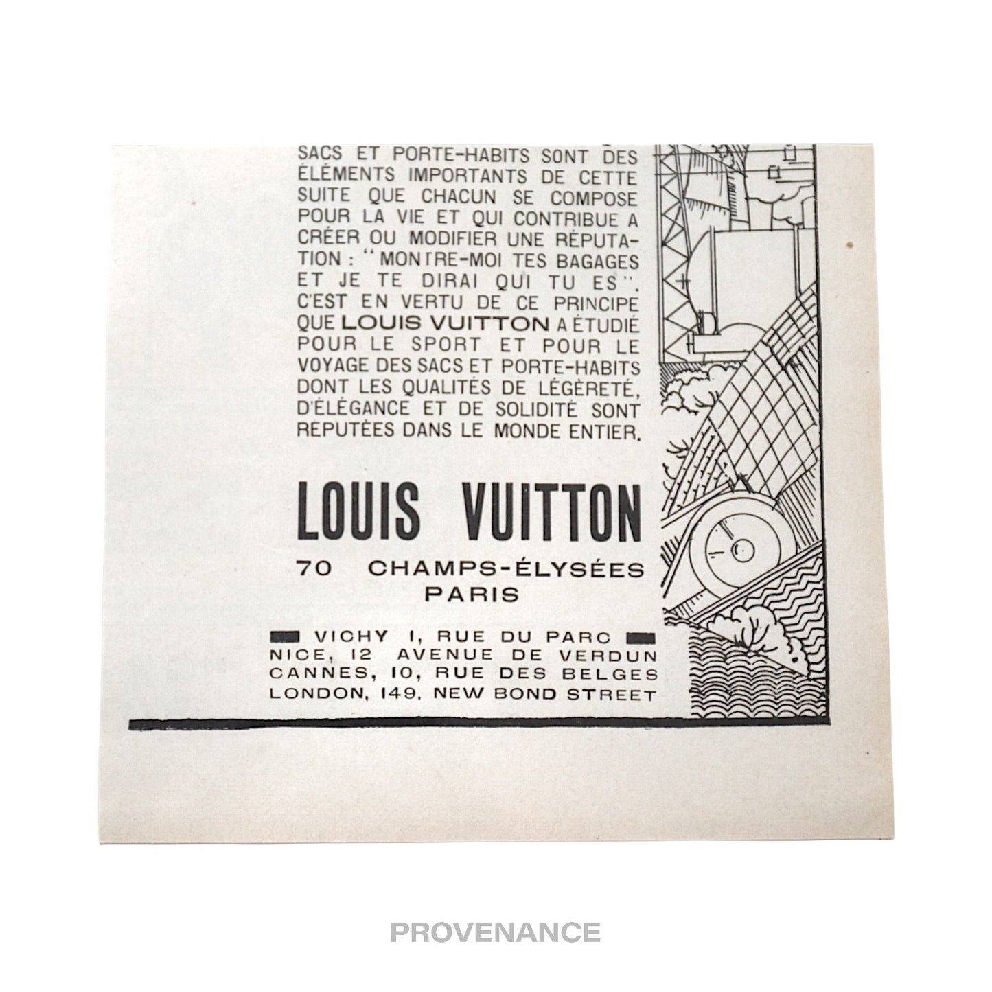 🔴 Louis Vuitton Antique Vintage Newsprint Ad - Bags Luggage