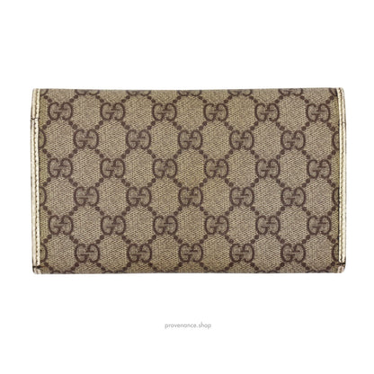 🔴 Gucci Long Wallet - GG Supreme Brown/White