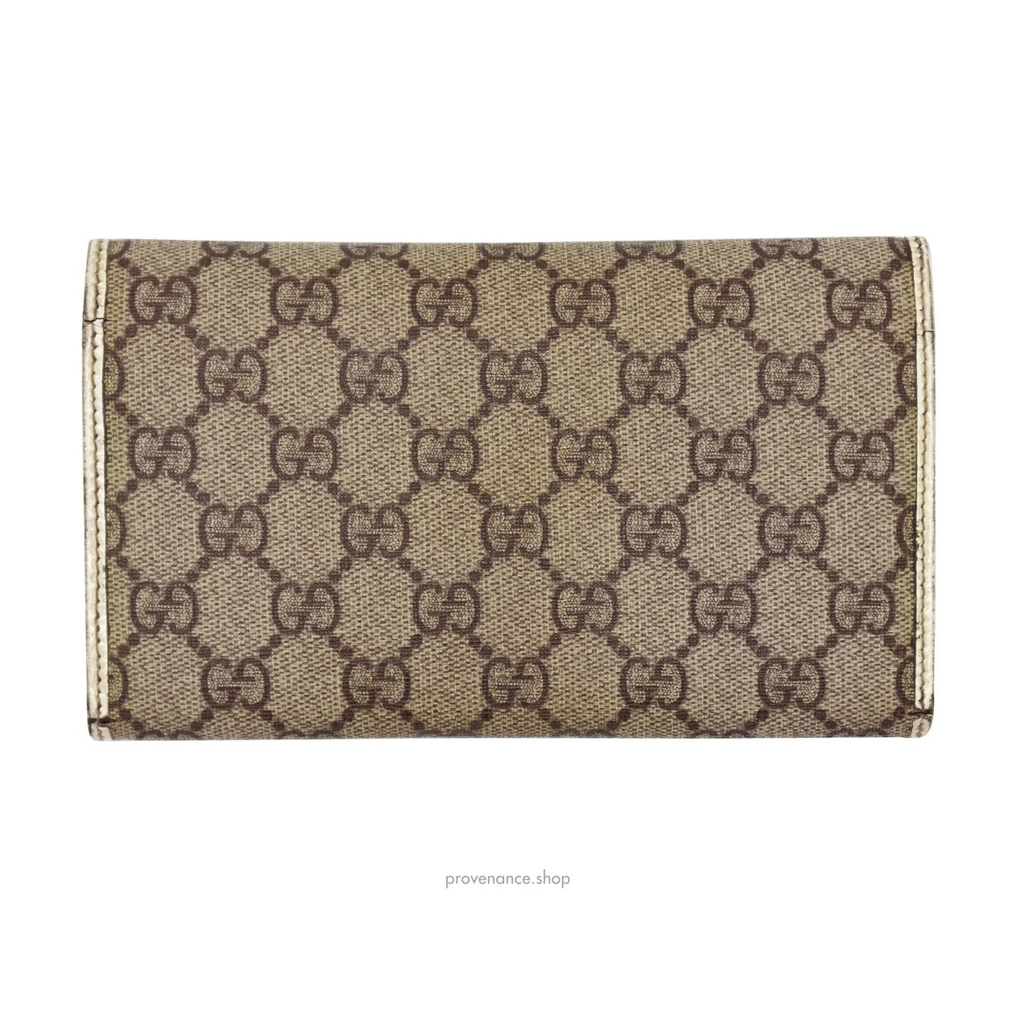 🔴 Gucci Long Wallet - GG Supreme Brown/White